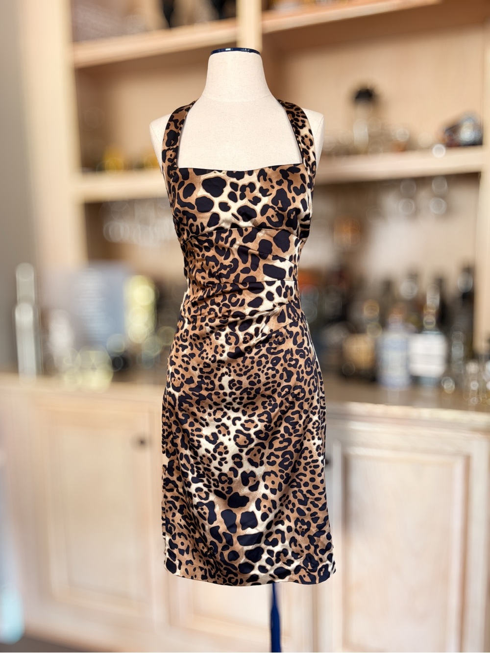 Vintage Cache Leopard Print Halter Mini Dress